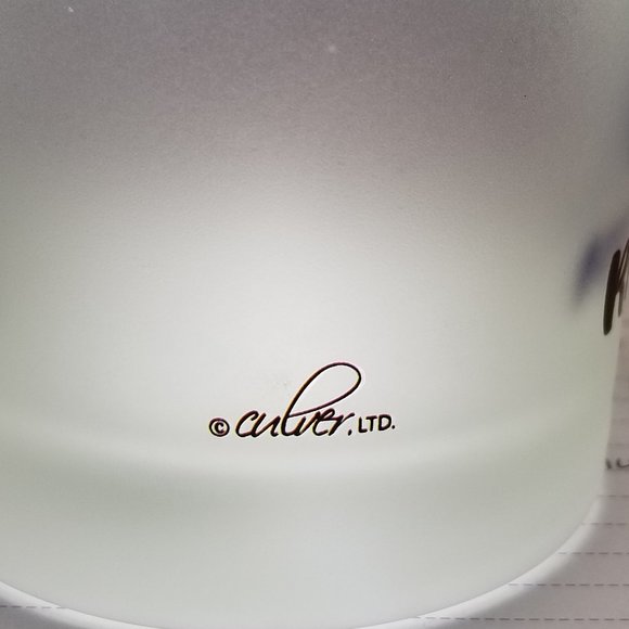 Frosted Old Fashion Glass PEACE, LOVE, RECYCLE ♻ Cat Barware Tumbler by Culver. - Picture 3 of 5